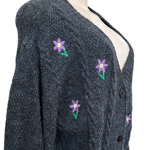 Asos Embroidered Crop Sweater Button Front - Picture 3 of 5